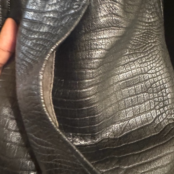 Vintage Saguaro Genuine Leather Croc-Embossed Black Jacket Y2K Style Size Large - Picture 5 of 14